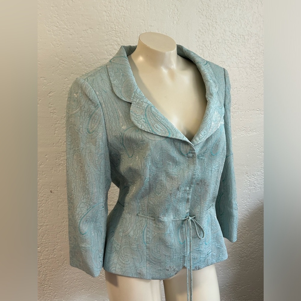 Jones New York light teal turquoise 2 Piece Blazer / skirt  Suit Size 12 NWT